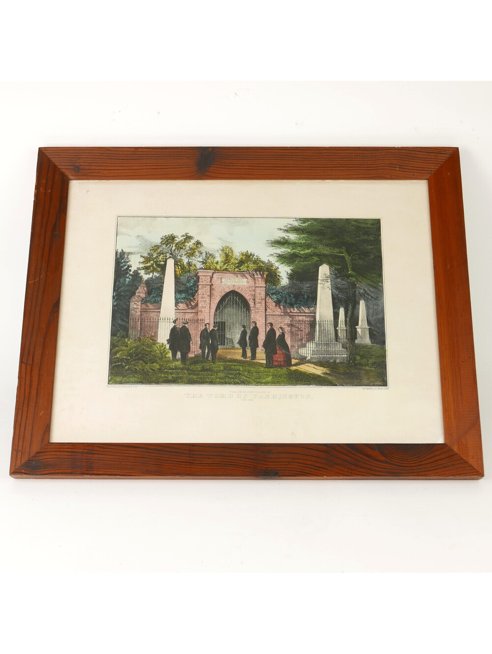 Currier & Ives Lithograph Print Prince of Wales at Tomb of Washington 1860 Frame
